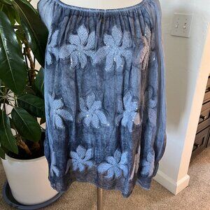 Tempo Paris Silk Embroidered Tunic Top (L)